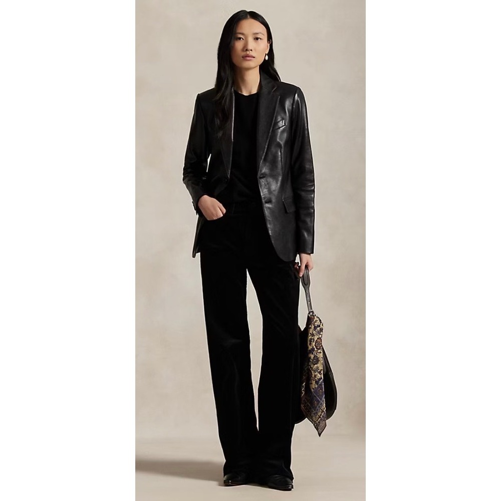 Polo Ralph Lauren Corduroy Wide leg Pants Womens 14 Black High Rise